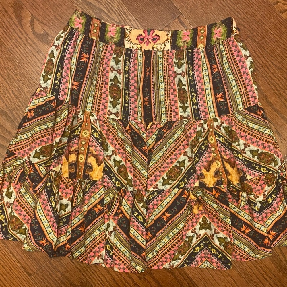 Vineet Bahl Skirt Small Multi-Colored/Patterned Patchwork Anthropologie